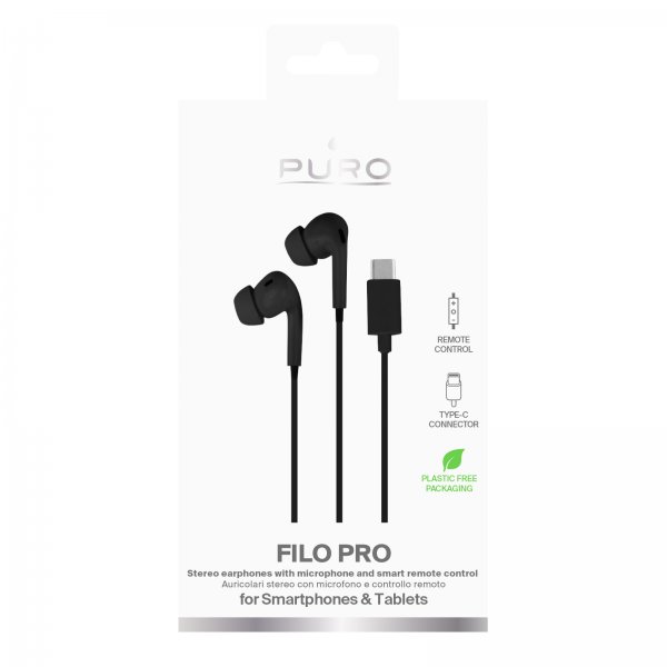 Puro Trådede Høretelefoner Filo Pro USB-C Sort