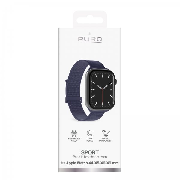 Puro Apple Watch 44/45/46/Ultra 49mm Rem Sportrem Crown Blå