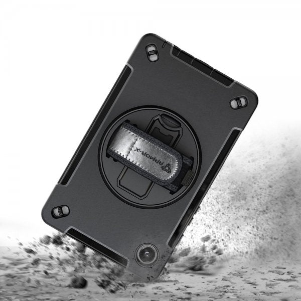 Armor-X Samsung Galaxy Tab A9 Cover Rainproof Robust Cover Håndstrop Støttefod Sort