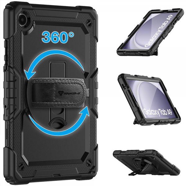 Armor-X Samsung Galaxy Tab A9 Cover Vandtæt Robust Etui Håndstrop Kickstand