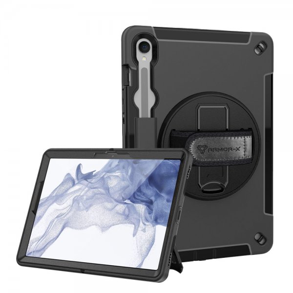 Armor-X Samsung Galaxy Tab S9 FE Cover Regntæt Robust Etui Håndrem Kickstand