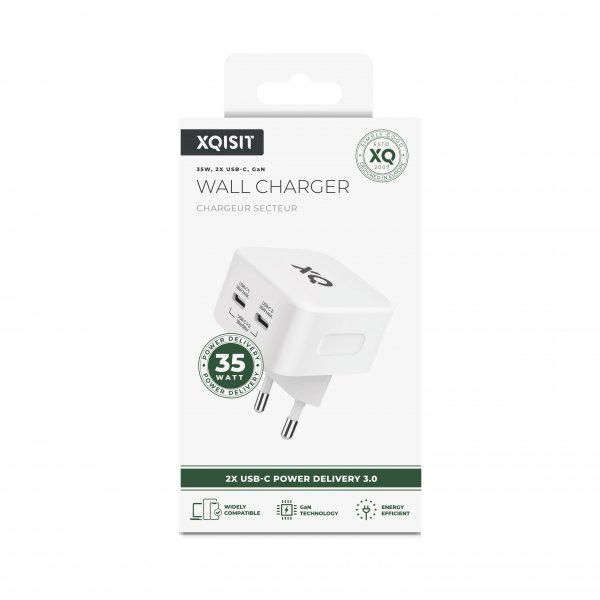 Xqisit Oplader 35W 2xUSB-C GaN Vægoplader