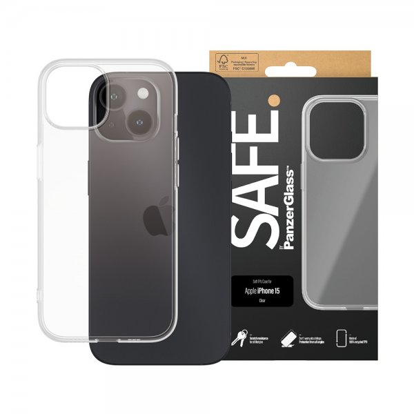 SAFE by PanzerGlass iPhone 15 Cover Soft TPU Case Transparent