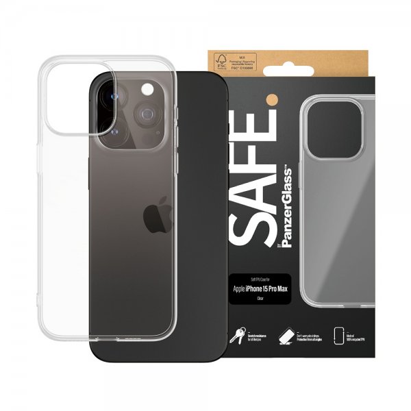 SAFE by PanzerGlass iPhone 15 Pro Max Cover Soft TPU Case Transparent
