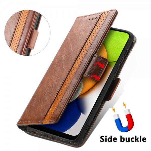 Samsung Galaxy A03 Cover Stripe Mørkebrun