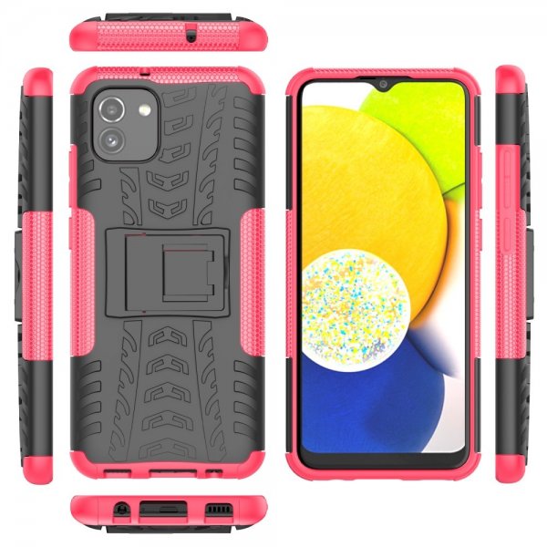 Samsung Galaxy A03 Cover Dækmønster Standfunktion Magenta