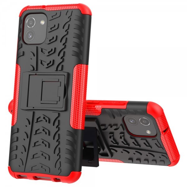 Samsung Galaxy A03 Cover Dækmønster Standfunktion Rød