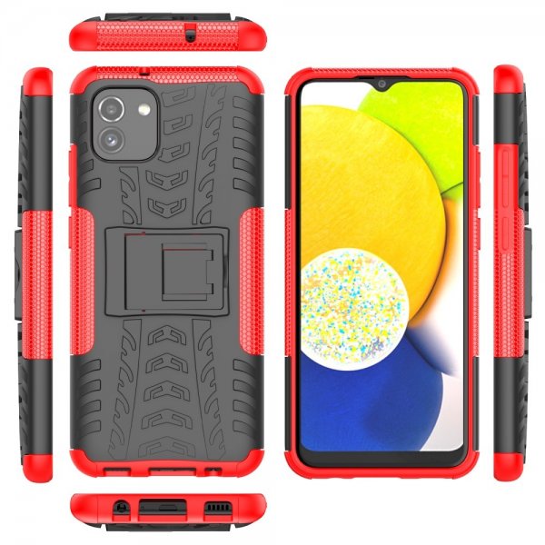 Samsung Galaxy A03 Cover Dækmønster Standfunktion Rød
