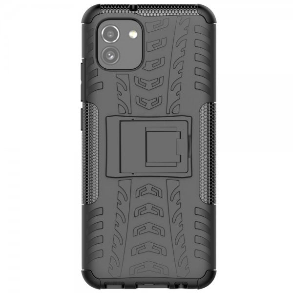 Samsung Galaxy A03 Cover Dækmønster Stativfunktion Sort