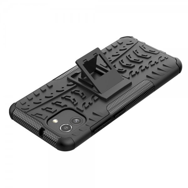 Samsung Galaxy A03 Cover Dækmønster Stativfunktion Sort