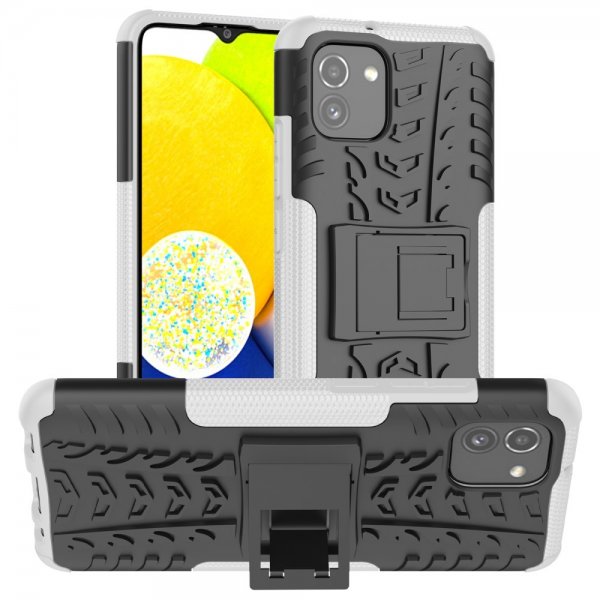 Samsung Galaxy A03 Cover Dækmønster Stativfunktion Hvid