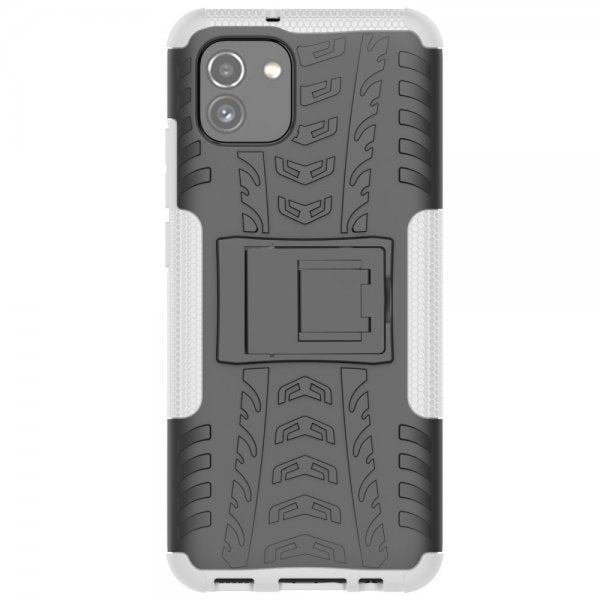 Samsung Galaxy A03 Cover Dækmønster Stativfunktion Hvid