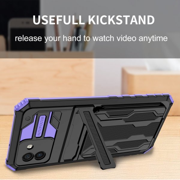 Samsung Galaxy A03 Cover Kamerabeskyttelse Kortlomme Stativfunktion Lilla
