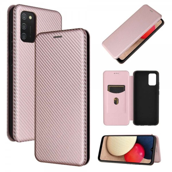 Samsung Galaxy A03s Cover Kulfibertekstur Rosaguld