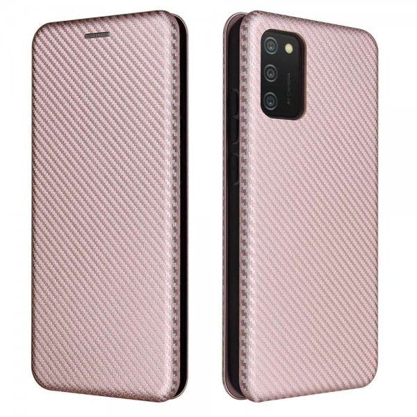 Samsung Galaxy A03s Cover Kulfibertekstur Rosaguld