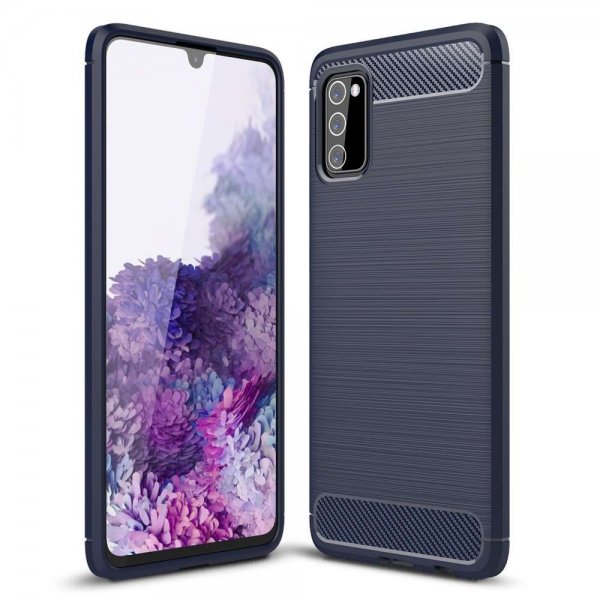 Samsung Galaxy A03s Cover Børstet Kulfibertekstur Blå