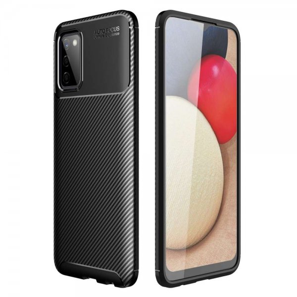 Samsung Galaxy A03s Cover Kulfibertekstur Sort