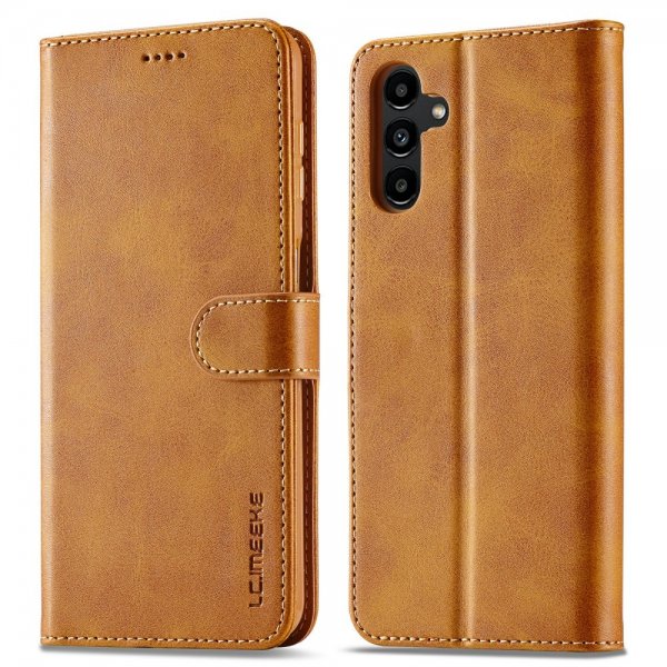 Lc.Imeeke Samsung Galaxy A05s Cover med Kortlomme Stativfunktion Lysebrun