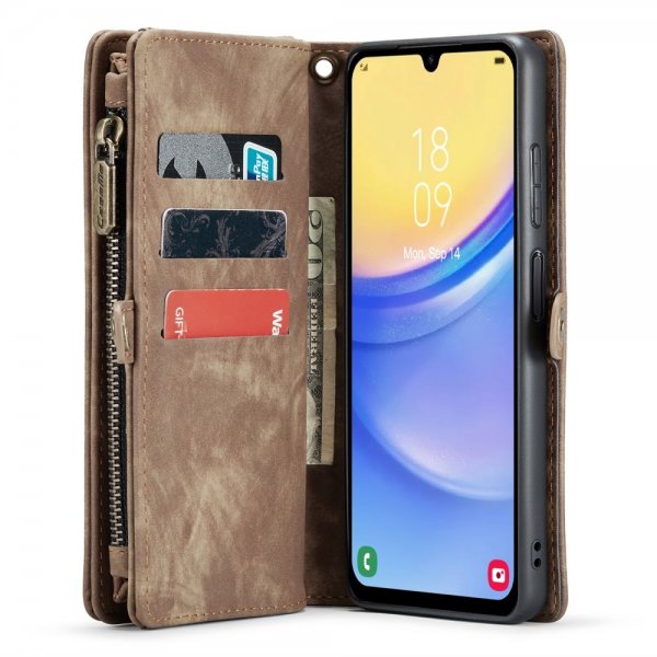 CaseMe Samsung Galaxy A15 Cover 008 Series Aftagelig Skal Brun