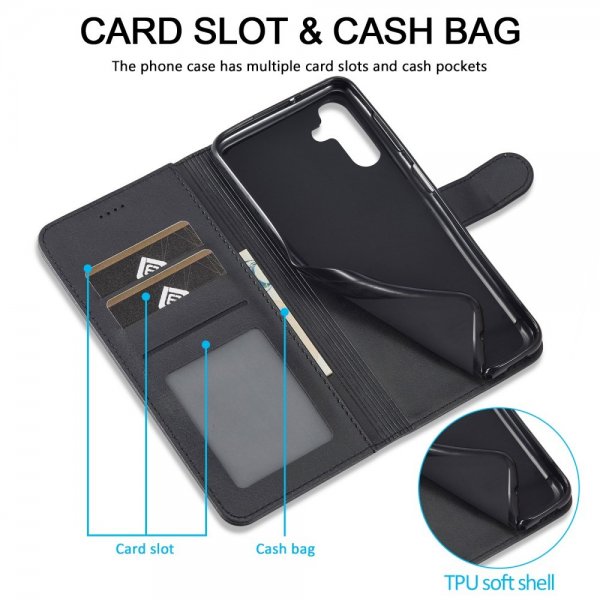 Lc.Imeeke Samsung Galaxy A15 Cover med Kortrum og Standfunktion Sort