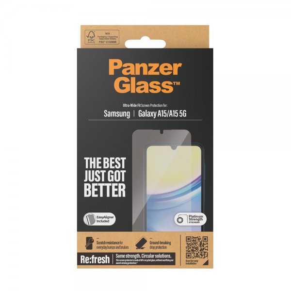 PanzerGlass Samsung Galaxy A15 Skærmbeskyttelse Ultra-Wide Fit EasyAligner