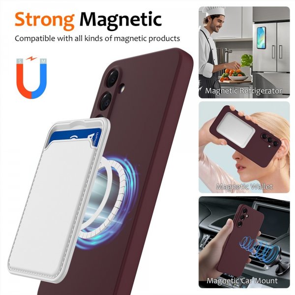 Samsung Galaxy A16 Cover med Rem Silikone MagSafe Vinrød