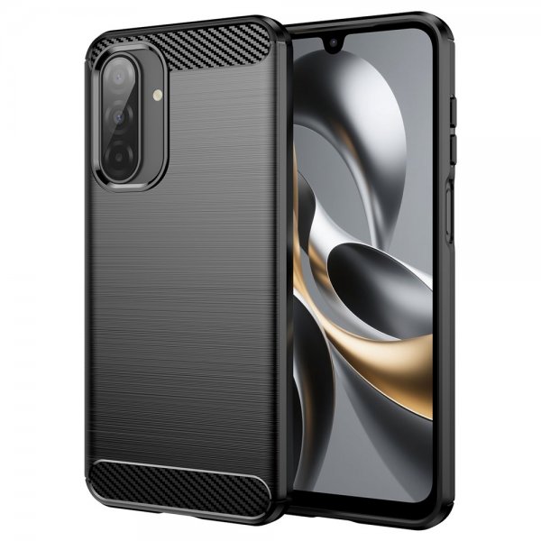 Samsung Galaxy A17 Cover Børstet Kulfibertekstur Sort