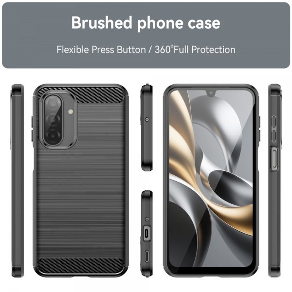 Samsung Galaxy A17 Cover Børstet Kulfibertekstur Sort