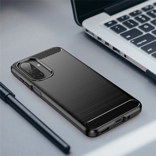 Samsung Galaxy A17 Cover Børstet Kulfibertekstur Sort