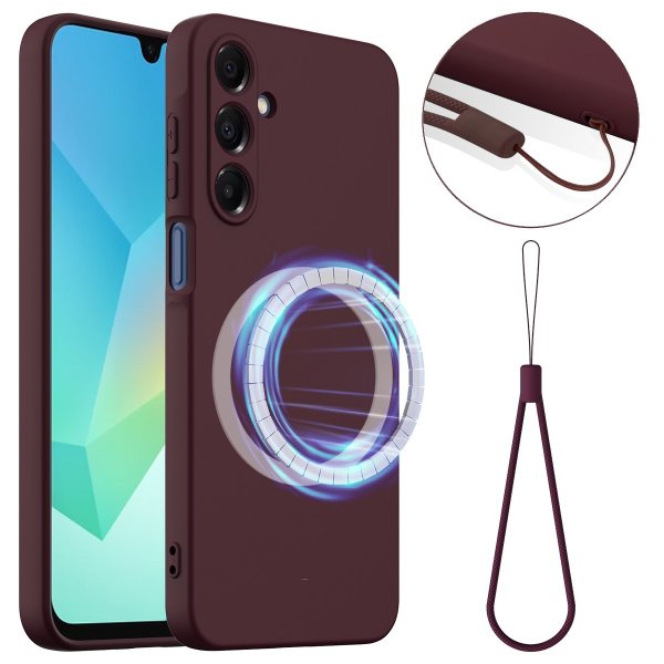 Samsung Galaxy A17 Cover med Rem Silikone MagSafe Vinrød