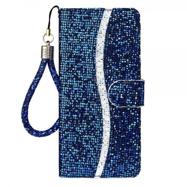 Samsung Galaxy A22 4G Cover Glitter Stribe Blå