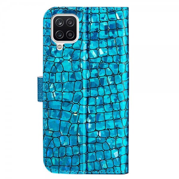 Samsung Galaxy A22 4G Cover Krokodillemønster Glitter Blå