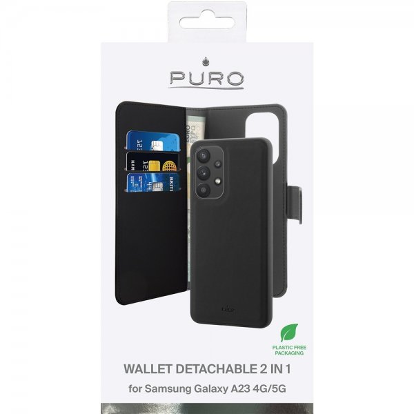 Puro Samsung Galaxy A23 5G Etui Wallet Detachable 2 i 1 Sort