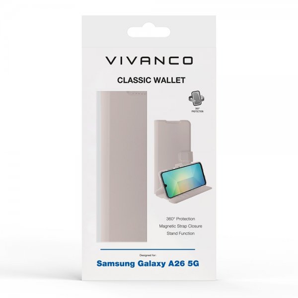 Vivanco Samsung Galaxy A26 Classic Wallet Cover Greige