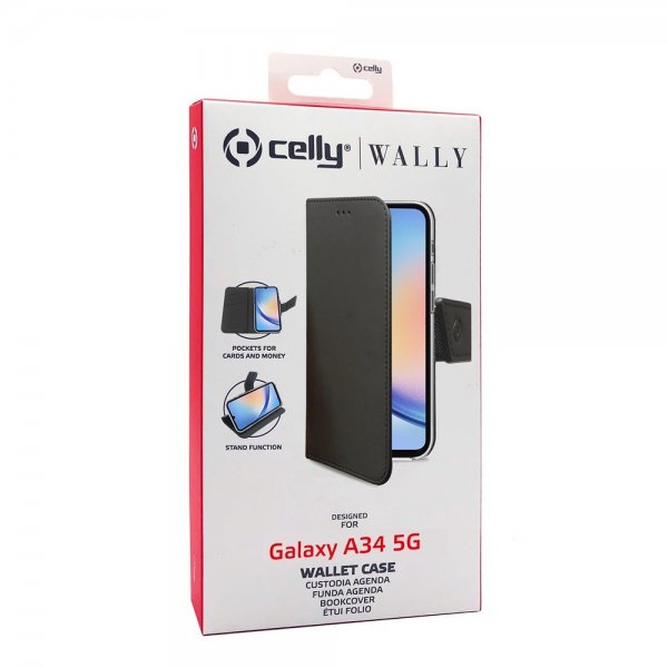 Celly Samsung Galaxy A34 5G Etui Wally Wallet Case Sort