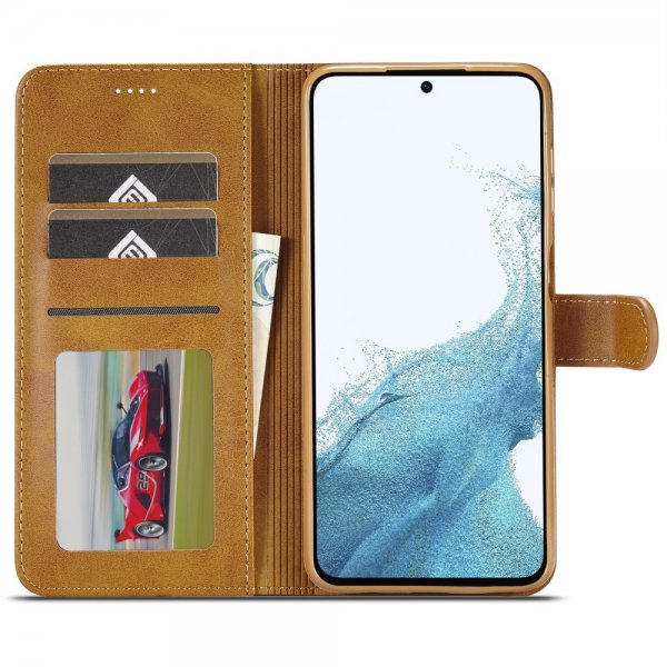 Lc.Imeeke Samsung Galaxy A35 Cover med Kreditkortholder Kickstand Lysbrun