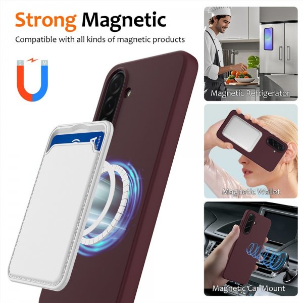 Samsung Galaxy A36/Galaxy A56 Cover med Rem Silikone MagSafe Vinrød