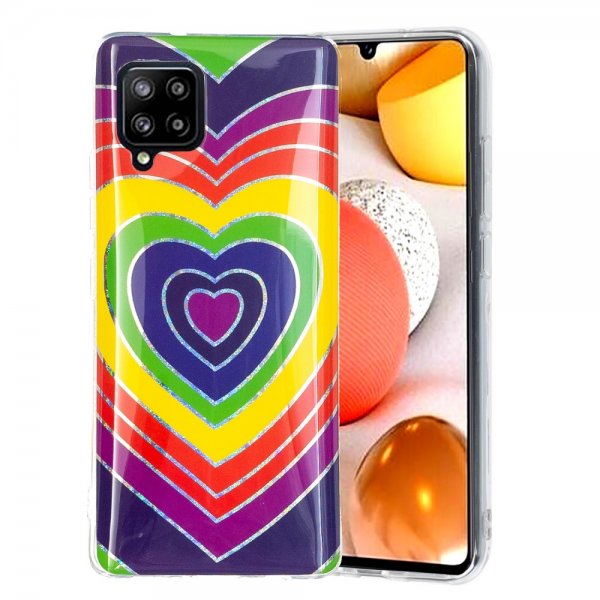 Samsung Galaxy A42 5G Cover Motiv Farverigt Hjerte Mønster