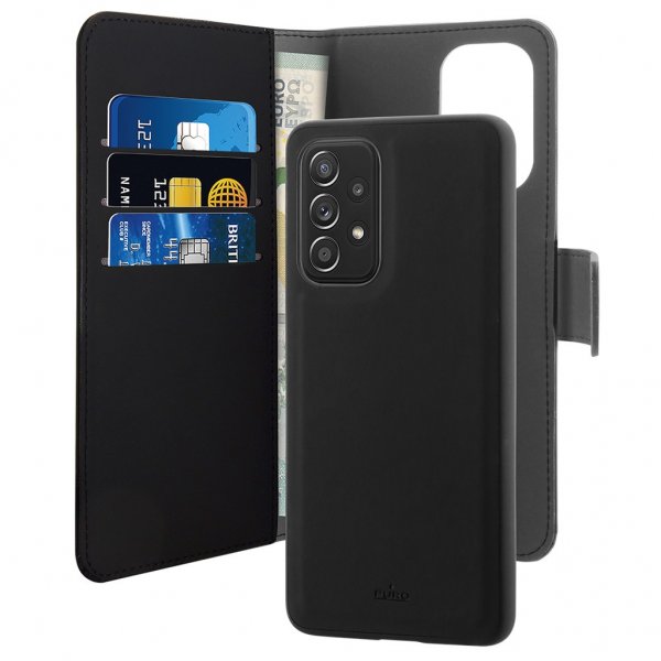 Puro Samsung Galaxy A53 5G Etui 2 i 1 Wallet Case Aftageligt Cover Sort