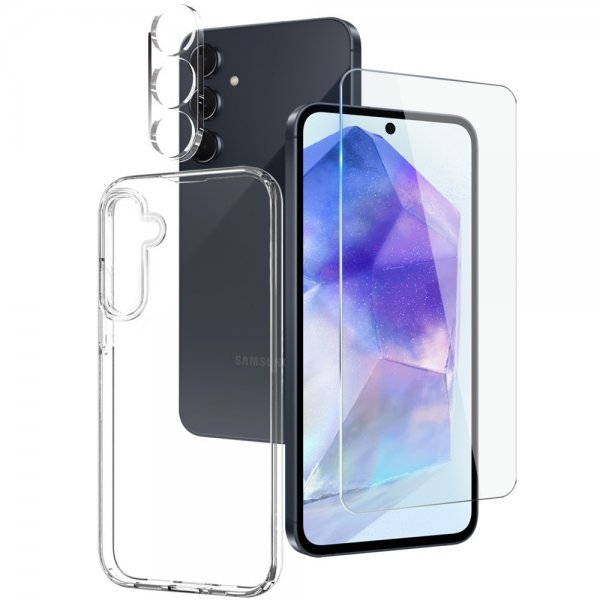 Northjo Samsung Galaxy A55 Cover med Skærmbeskyttelse og Kamerabeskyttelse 3-i-1