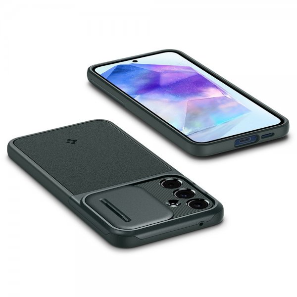 Spigen Samsung Galaxy A55 Cover Optik Armor Abyss Green