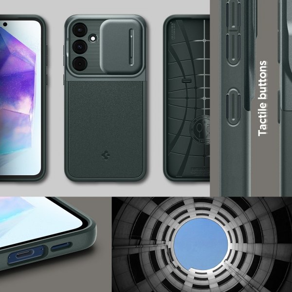 Spigen Samsung Galaxy A55 Cover Optik Armor Abyss Green