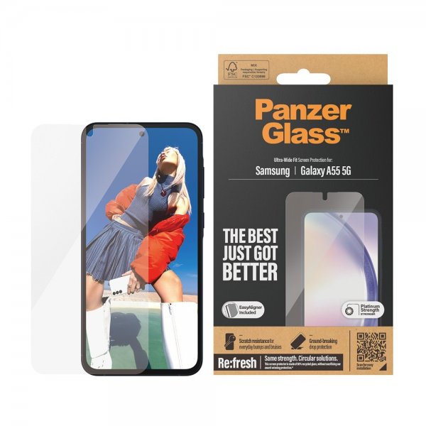 PanzerGlass Samsung Galaxy A55 Skærmbeskyttelse Ultra-Wide Fit EasyAligner