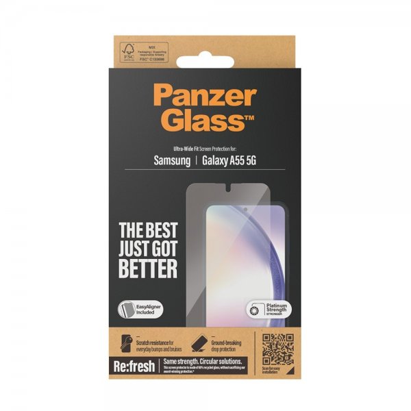 PanzerGlass Samsung Galaxy A55 Skærmbeskyttelse Ultra-Wide Fit EasyAligner