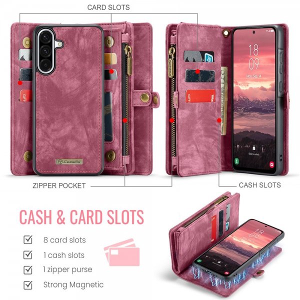 CaseMe Samsung Galaxy A56 Etui 008 Serie Aftagelig Skal Rød
