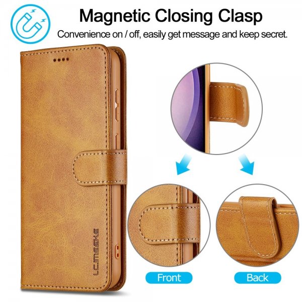 Lc.Imeeke Samsung Galaxy A56 Etui med Kortlomme Stativfunktion Lysebrun