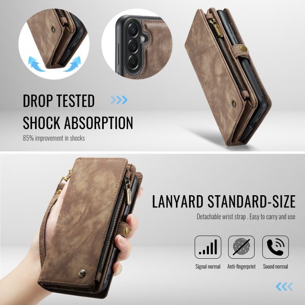 CaseMe Samsung Galaxy A57 Etui 008 Series Aftagelig Skal Brun