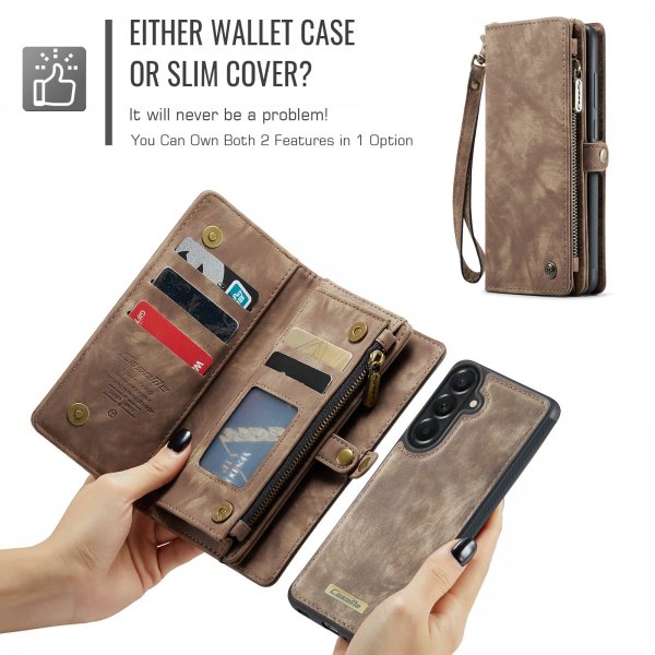 CaseMe Samsung Galaxy A57 Etui 008 Series Aftagelig Skal Brun