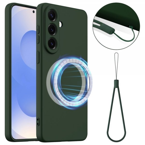 Samsung Galaxy A57 Cover med Rem Silikone MagSafe Grøn