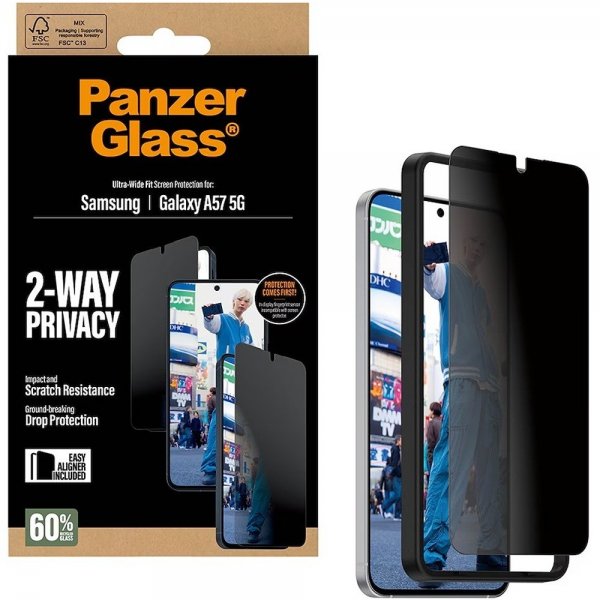PanzerGlass Samsung Galaxy A57 Skærmbeskyttelse Ultra-Wide Fit Privacy EasyAligner